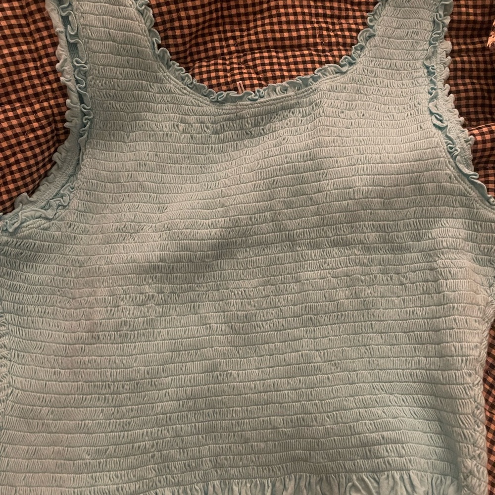 Anthropologie Sky Blue Ruffled Tank Top - Picture 6 of 6